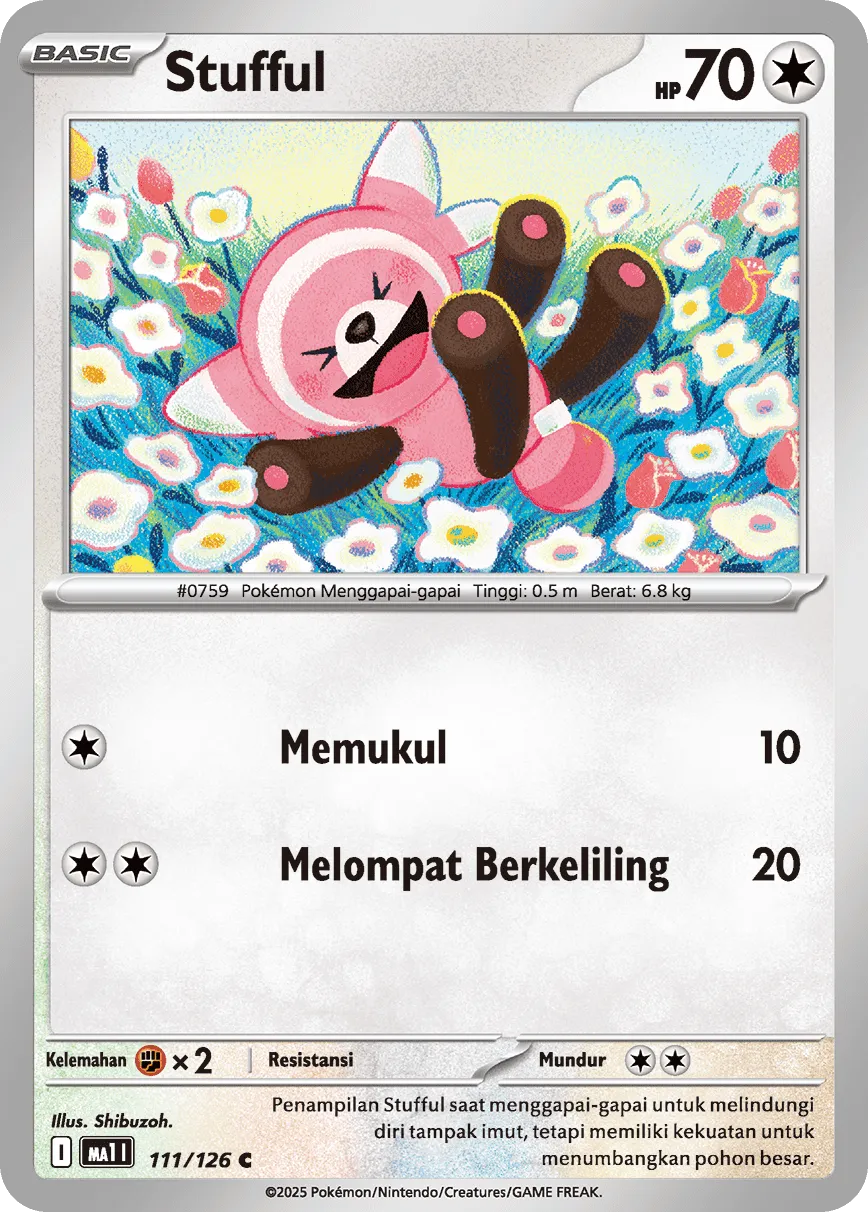 Stufful 111/184 — Evolusi Mega (Indonesian Pokémon TCG card)