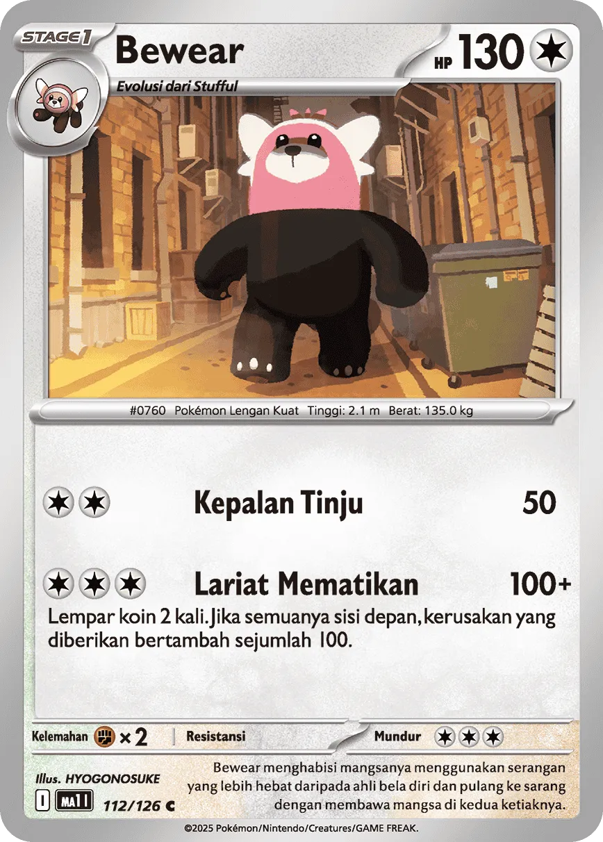 Bewear 112/184 — Evolusi Mega (Indonesian Pokémon TCG card)