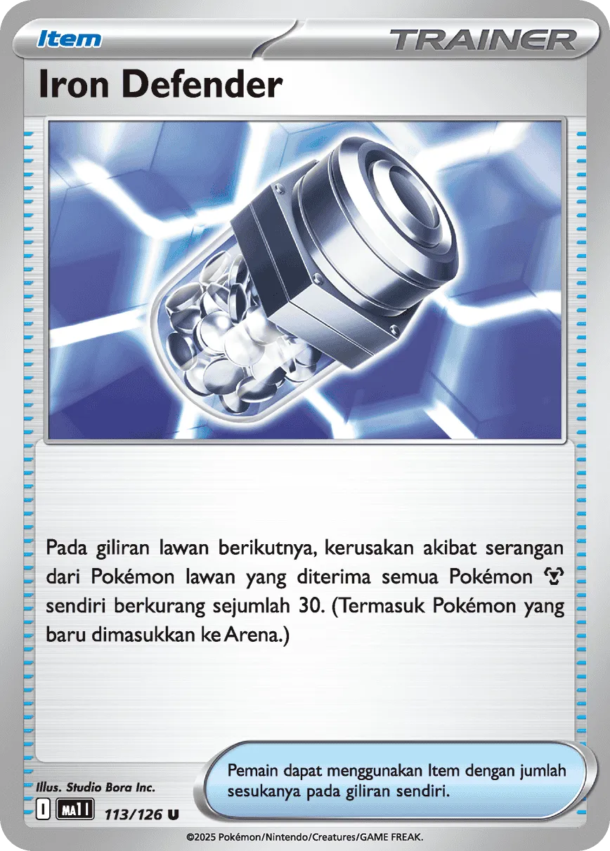 Iron Defender 113/184 — Evolusi Mega (Indonesian Pokémon TCG card)