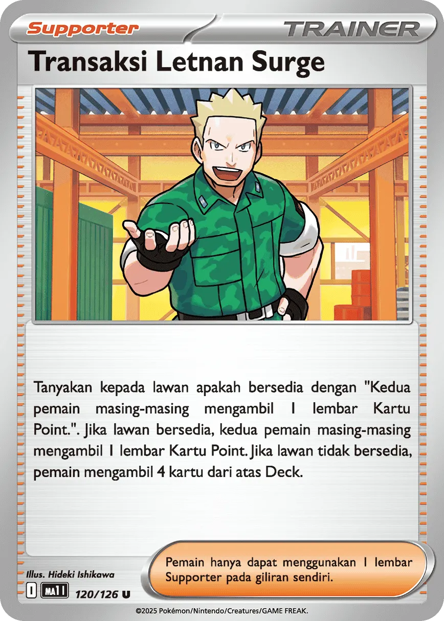 Lt. Surge's Bargain 120/184 — Evolusi Mega (Indonesian Pokémon TCG card)