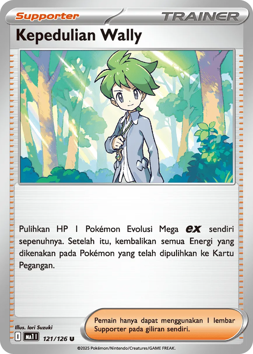 Wally's Compassion 121/184 — Evolusi Mega (Indonesian Pokémon TCG card)