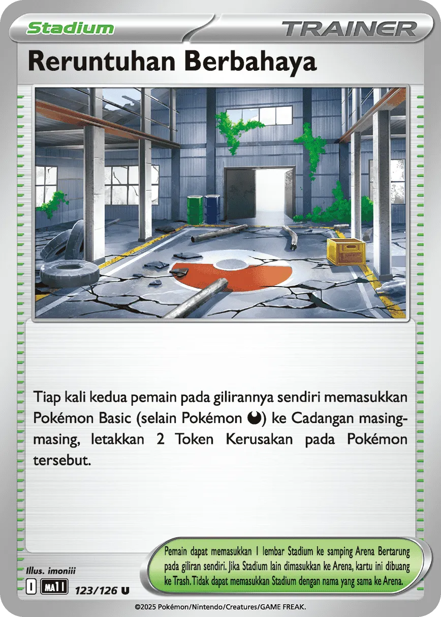 Risky Ruins 123/184 — Evolusi Mega (Indonesian Pokémon TCG card)