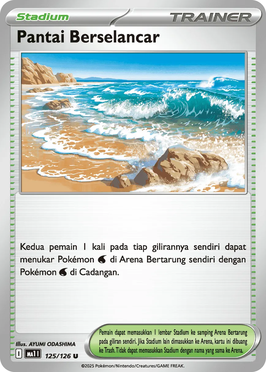 Surfing Beach 125/184 — Evolusi Mega (Indonesian Pokémon TCG card)