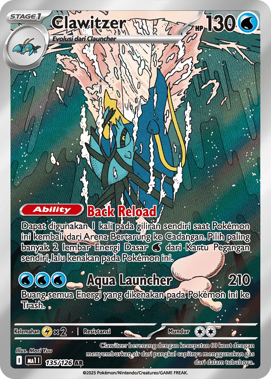 Clawitzer 135/184 — Evolusi Mega (Indonesian Pokémon TCG card)