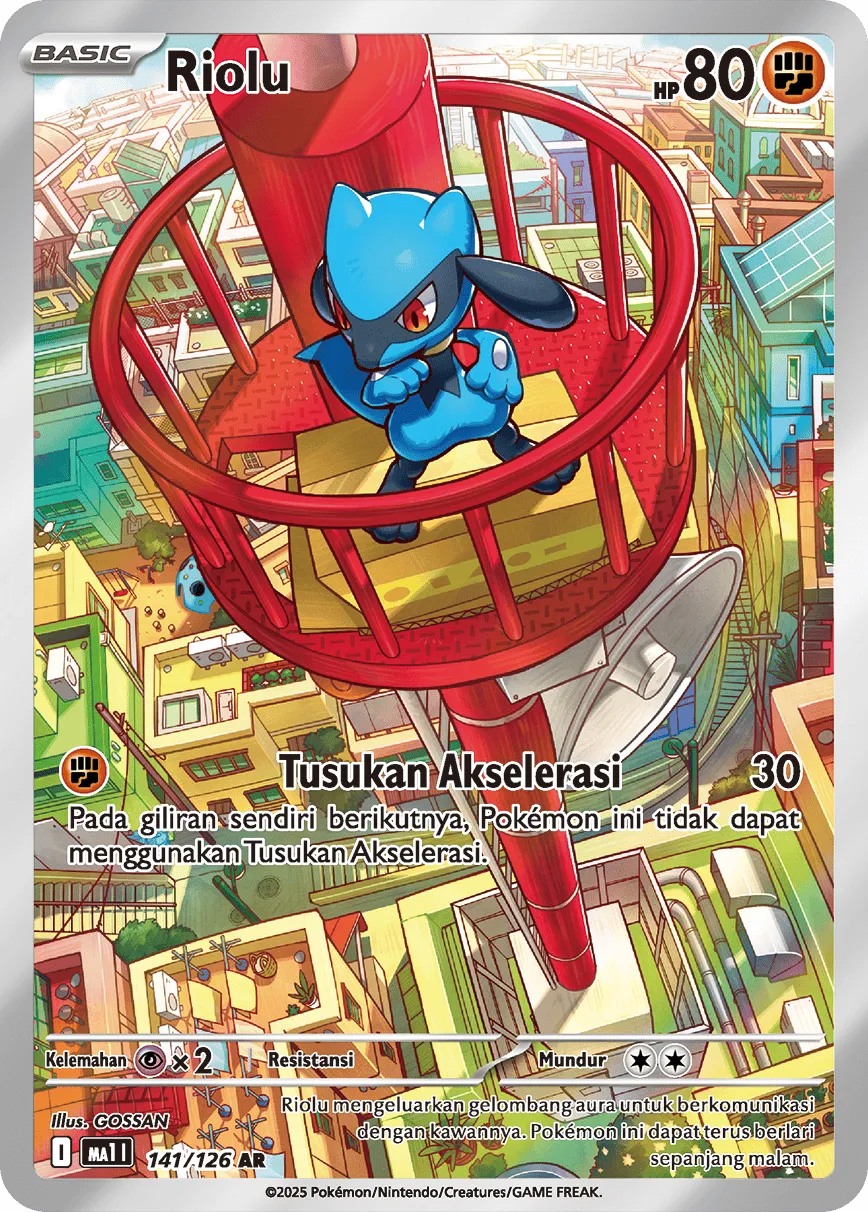 Riolu 141/184 — Evolusi Mega (Indonesian Pokémon TCG card)