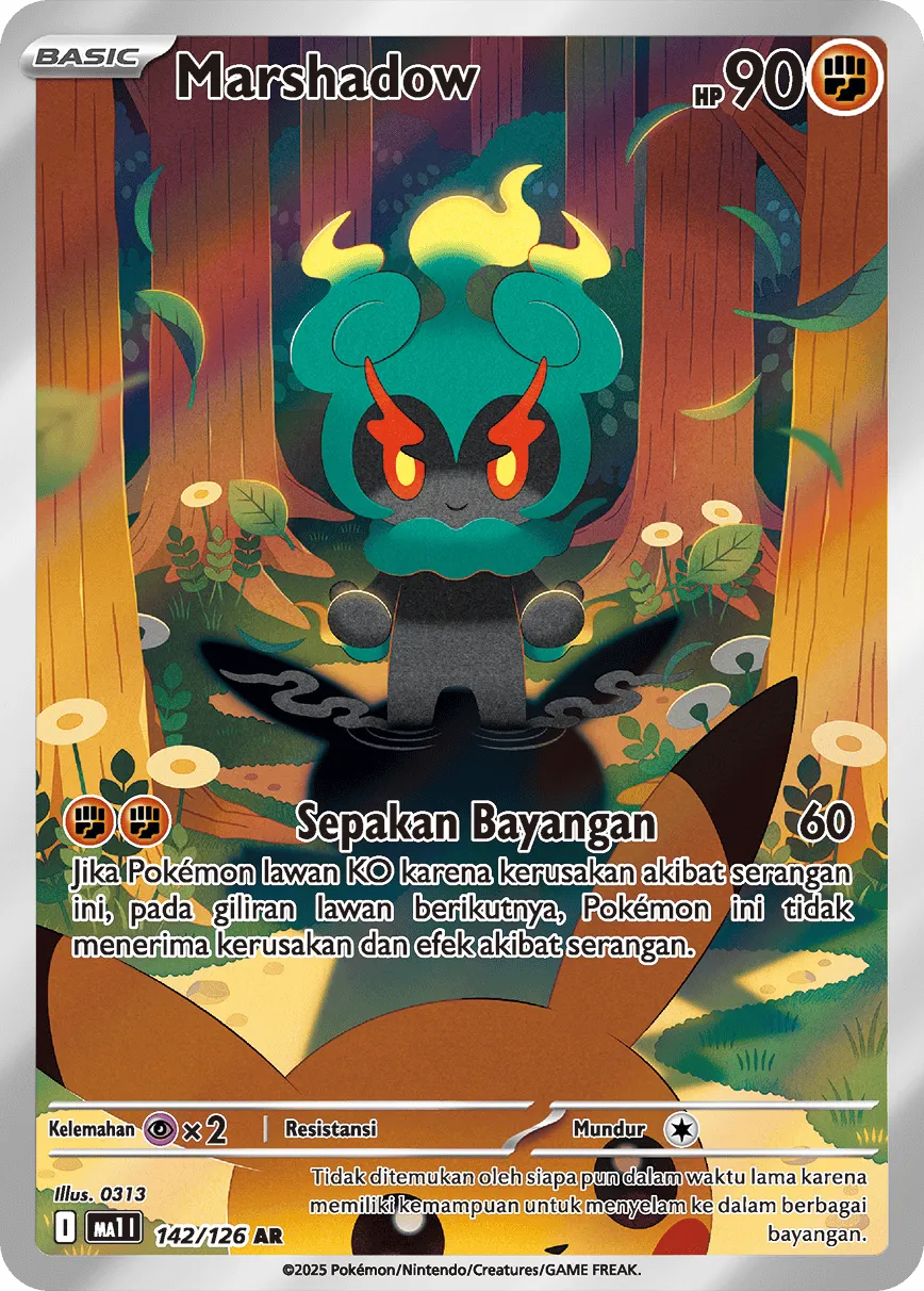 Marshadow 142/184 — Evolusi Mega (Indonesian Pokémon TCG card)