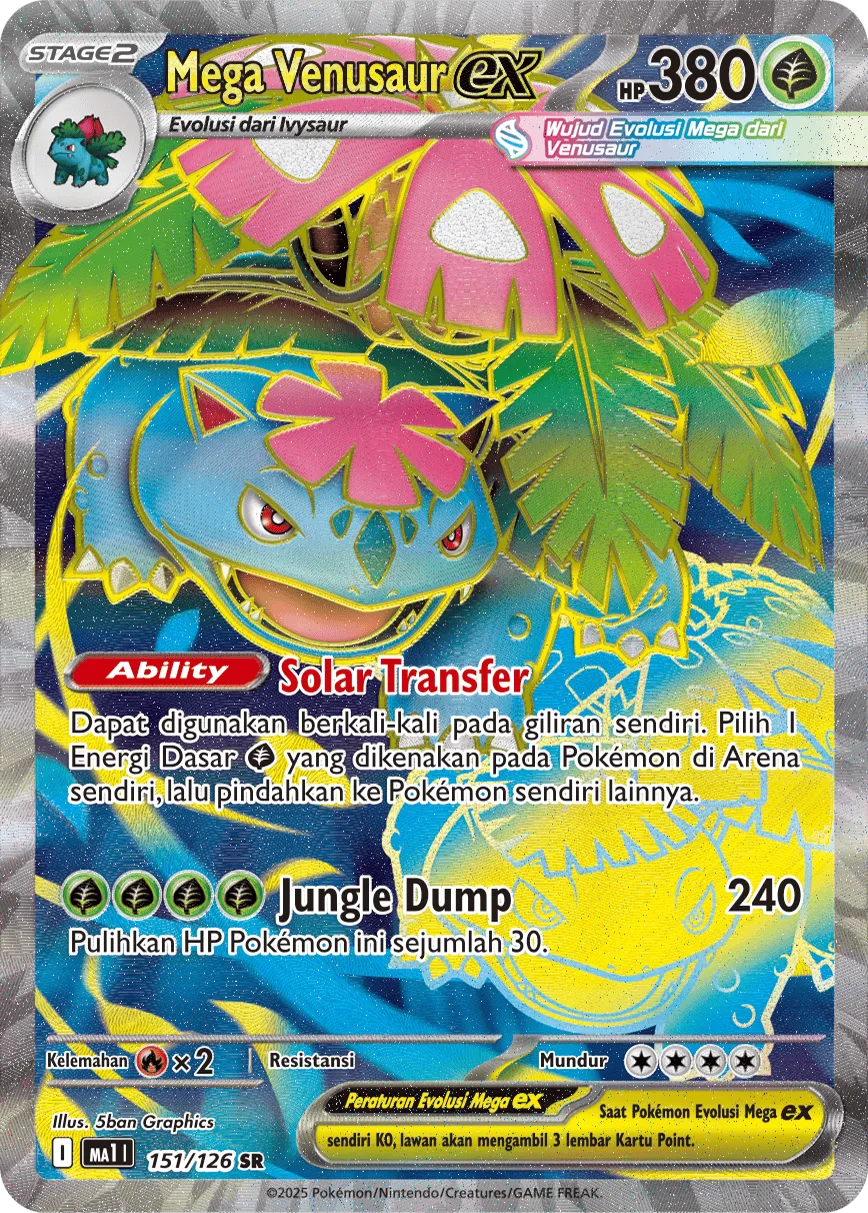 Mega Venusaur ex 151/184 — Evolusi Mega (Indonesian Pokémon TCG card)