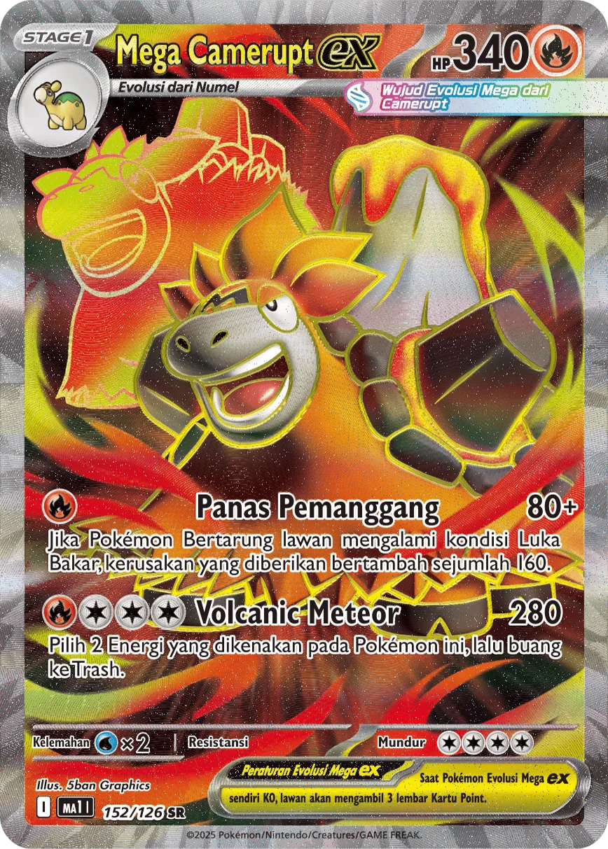 Mega Camerupt ex 152/184 — Evolusi Mega (Indonesian Pokémon TCG card)
