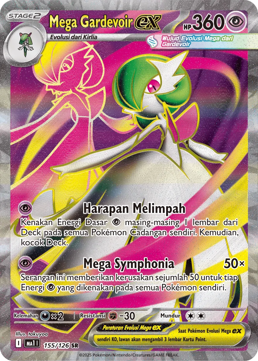 Mega Gardevoir ex 155/184 — Evolusi Mega (Indonesian Pokémon TCG card)