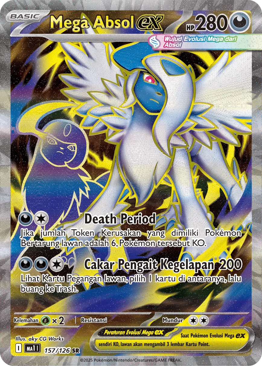 Mega Absol ex 157/184 — Evolusi Mega (Indonesian Pokémon TCG card)