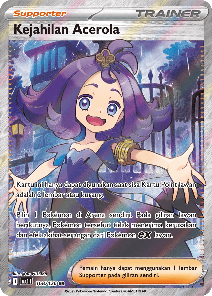 Acerola's Mischief 168/184 — Evolusi Mega (Indonesian Pokémon TCG card)