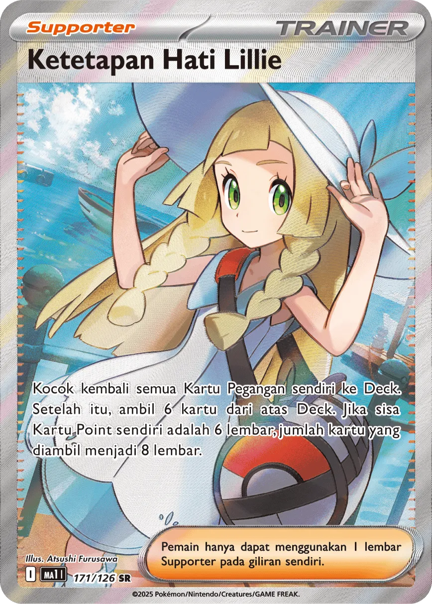 Lillie's Determination 171/184 — Evolusi Mega (Indonesian Pokémon TCG card)