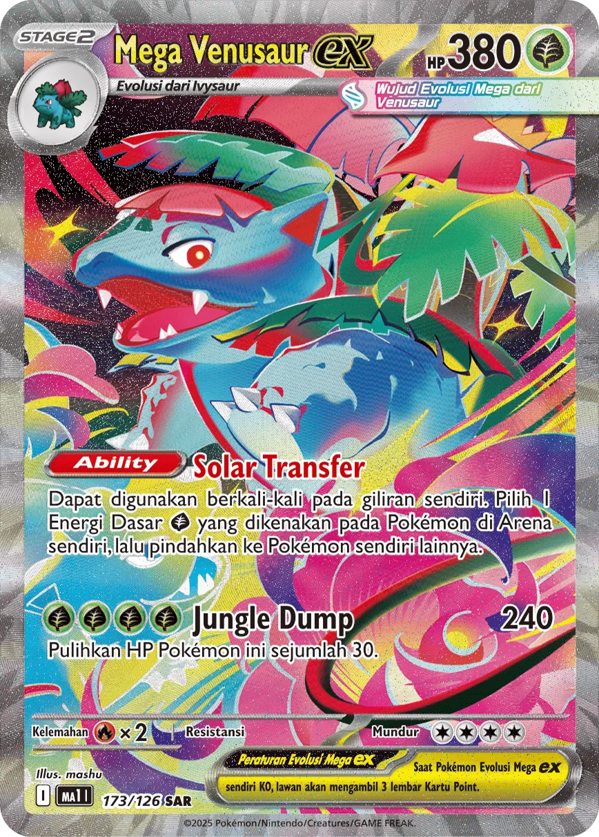 Mega Venusaur ex 173/184 — Evolusi Mega (Indonesian Pokémon TCG card)