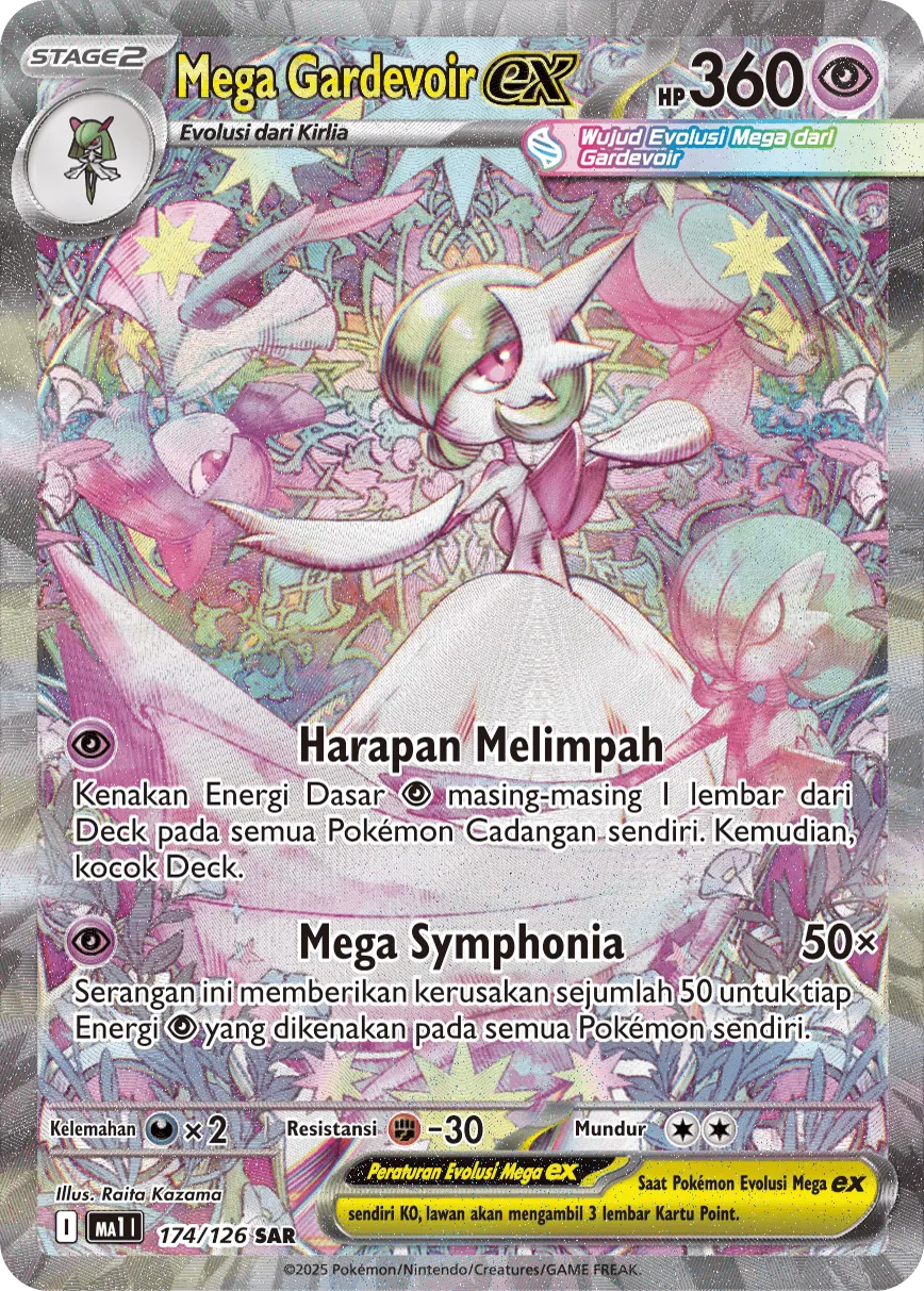 Mega Gardevoir ex 174/184 — Evolusi Mega (Indonesian Pokémon TCG card)
