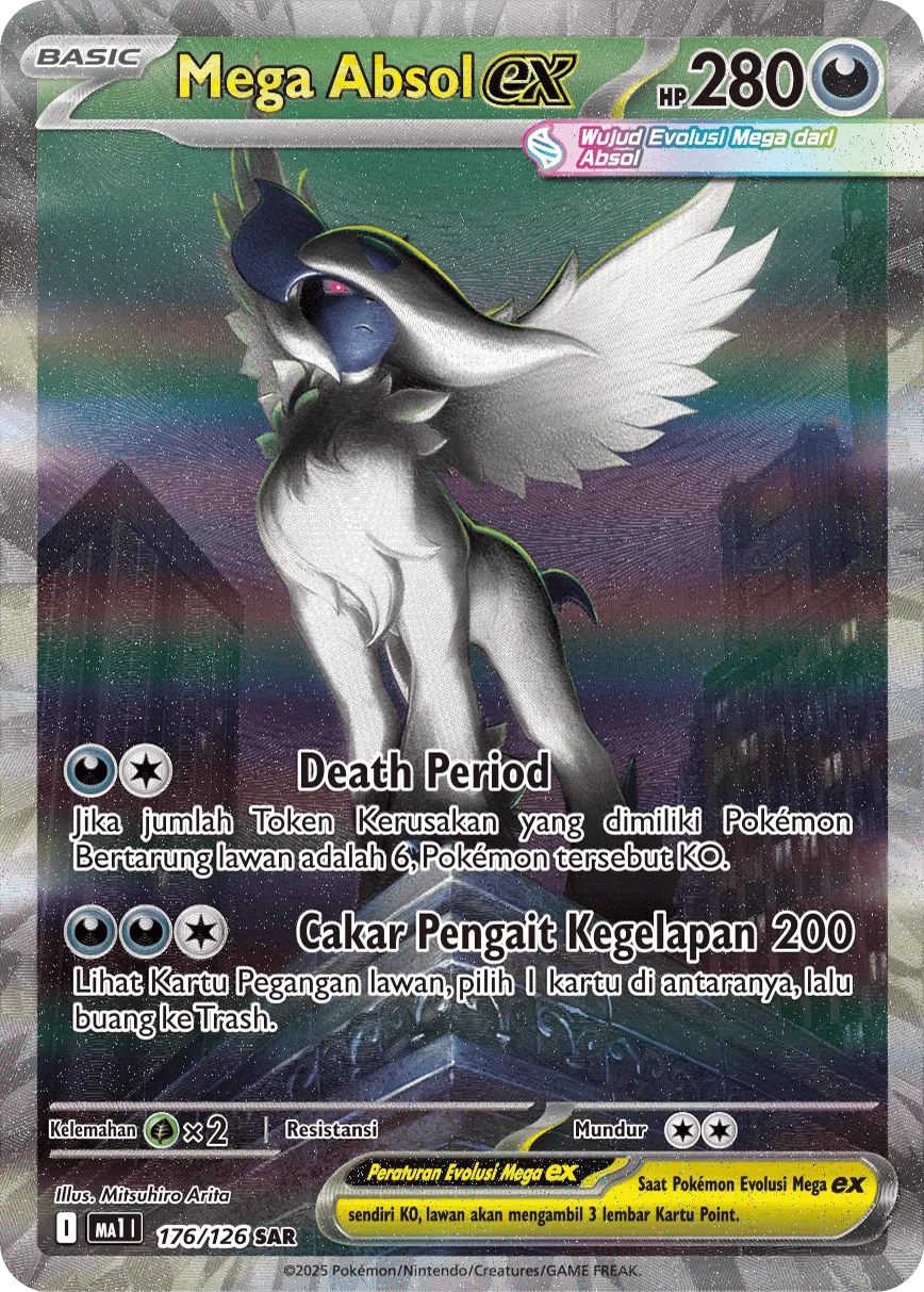 Mega Absol ex 176/184 — Evolusi Mega (Indonesian Pokémon TCG card)