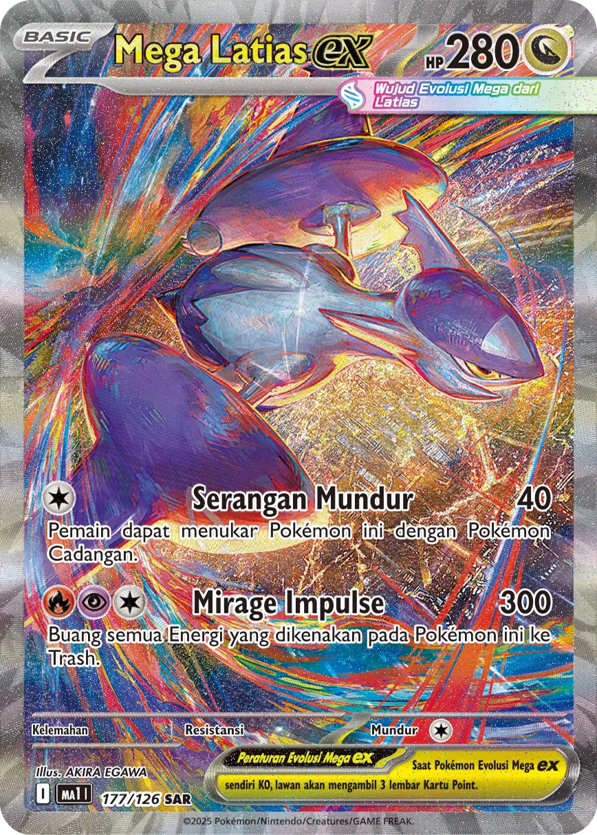 Mega Latias ex 177/184 — Evolusi Mega (Indonesian Pokémon TCG card)