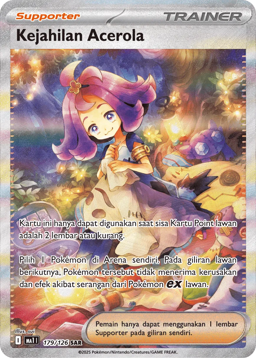 Acerola's Mischief 179/184 — Evolusi Mega (Indonesian Pokémon TCG card)