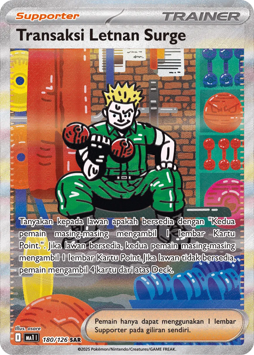 Lt. Surge's Bargain 180/184 — Evolusi Mega (Indonesian Pokémon TCG card)
