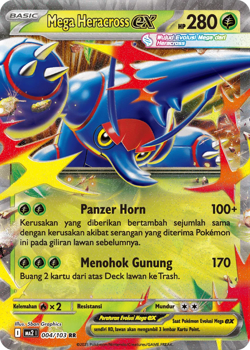 Mega Heracross ex 004 — Blue Blaze (Indonesian Pokémon TCG card)