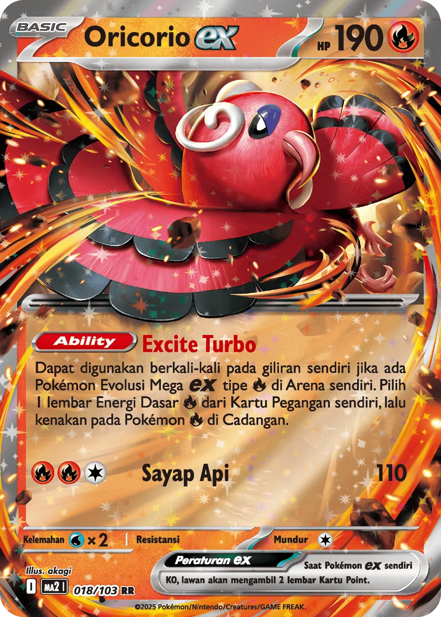 Oricorio ex 018 — Blue Blaze (Indonesian Pokémon TCG card)