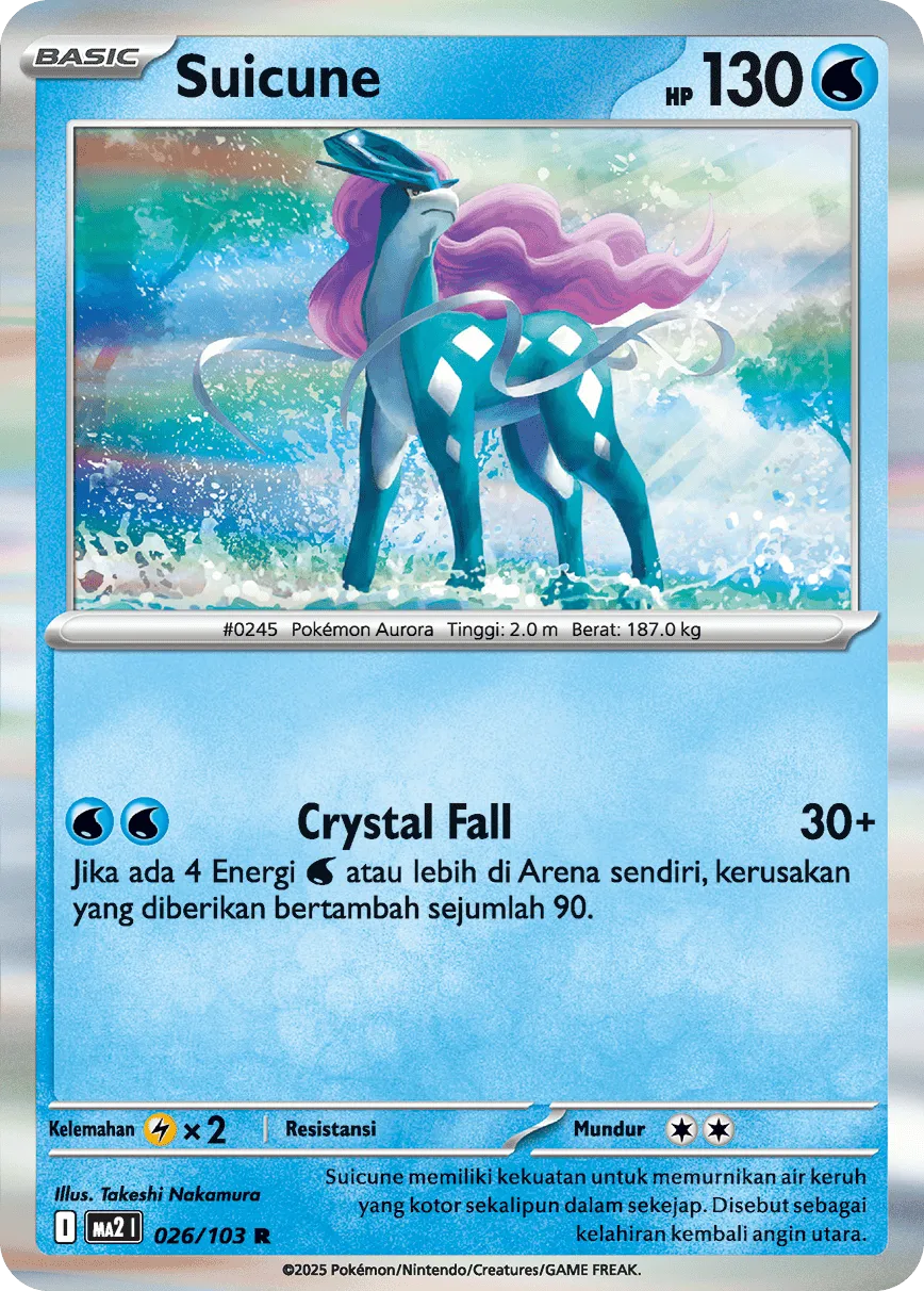 Suicune 026 — Blue Blaze (Indonesian Pokémon TCG card)
