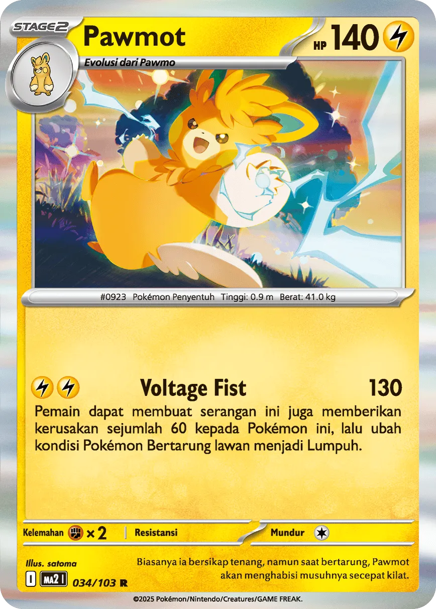 Pawmot 034 — Blue Blaze (Indonesian Pokémon TCG card)
