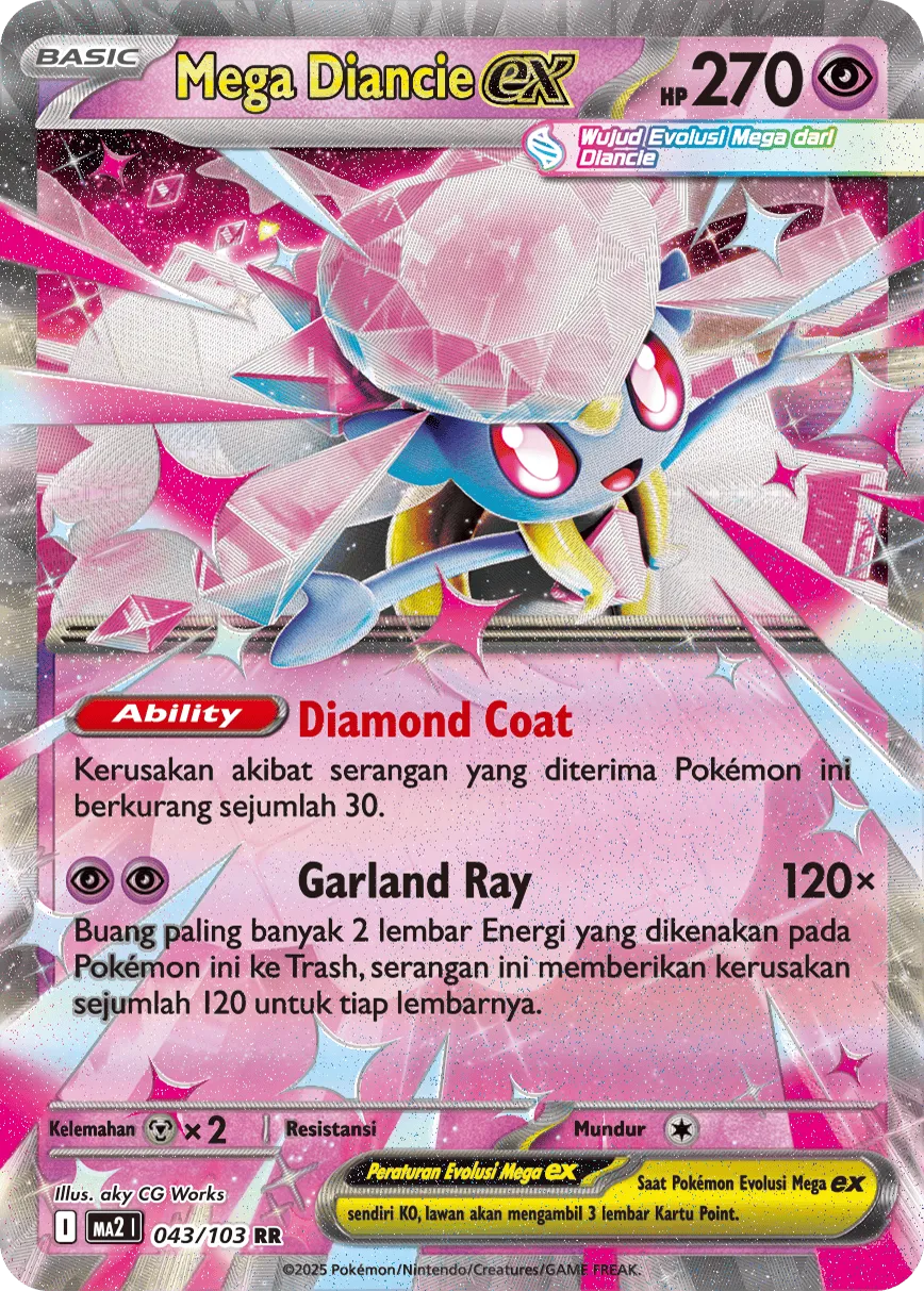Mega Diancie ex 043 — Blue Blaze (Indonesian Pokémon TCG card)