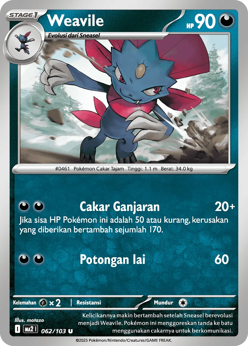 Weavile 062 — Blue Blaze (Indonesian Pokémon TCG card)