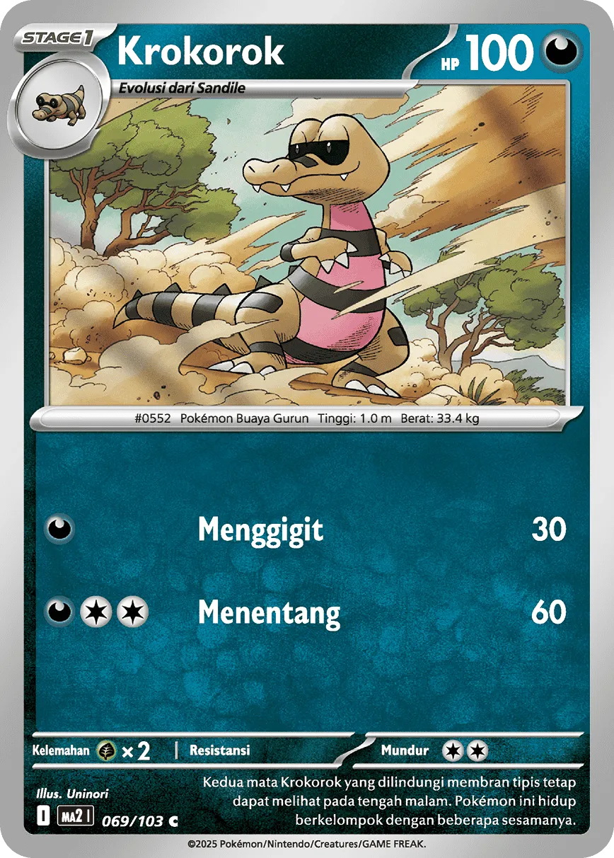 Krokorok 069 — Blue Blaze (Indonesian Pokémon TCG card)