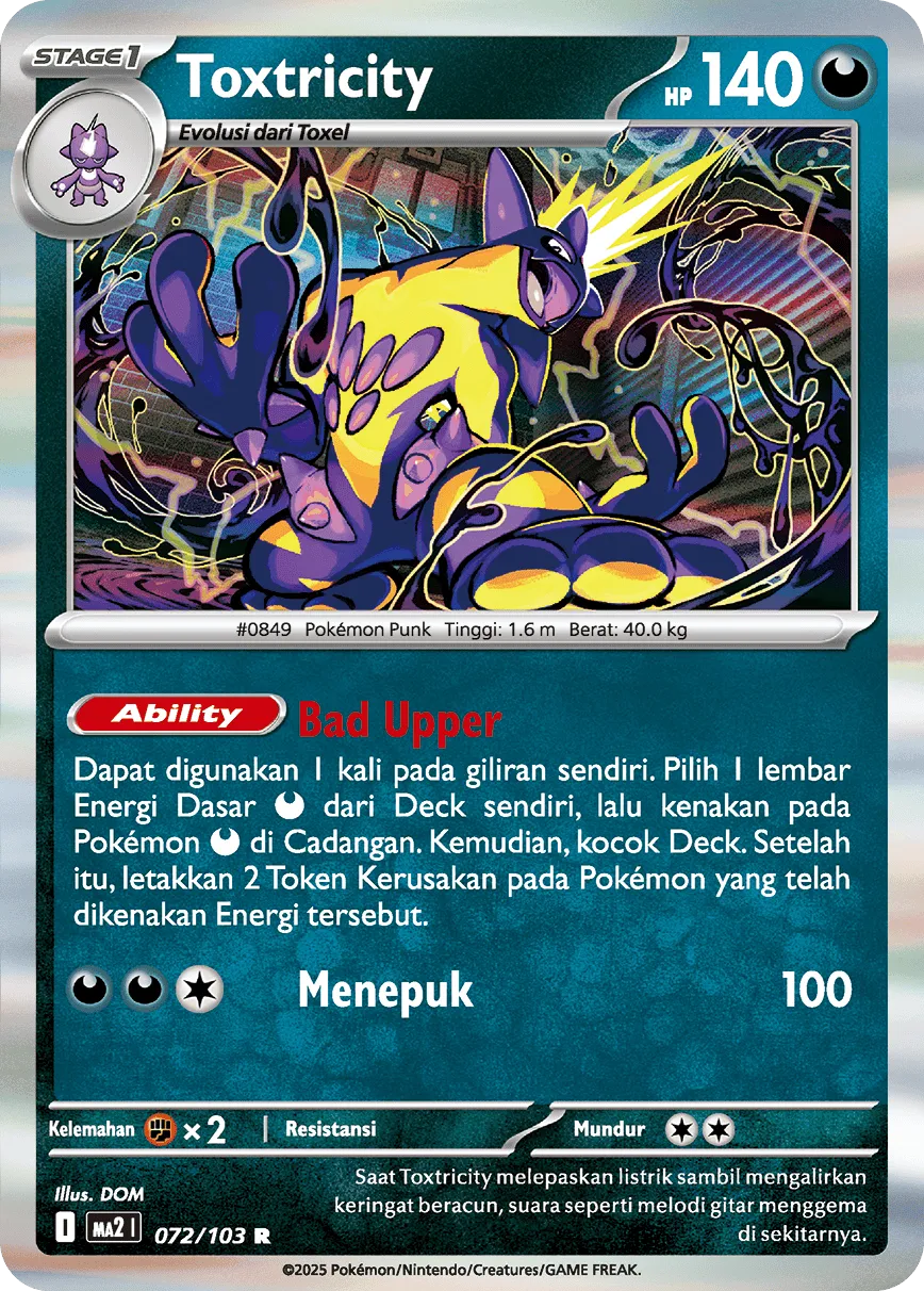 Toxtricity 072 — Blue Blaze (Indonesian Pokémon TCG card)
