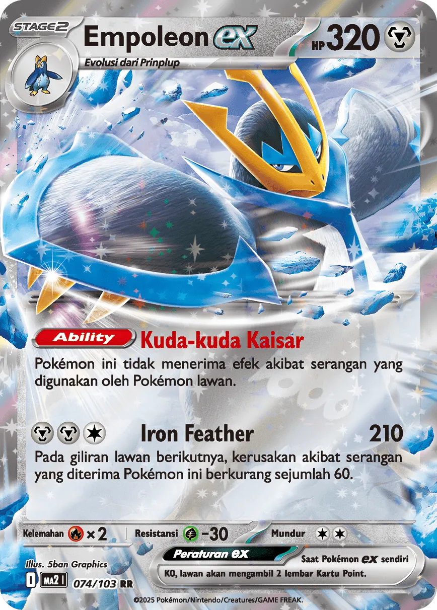 Empoleon ex 074 — Blue Blaze (Indonesian Pokémon TCG card)