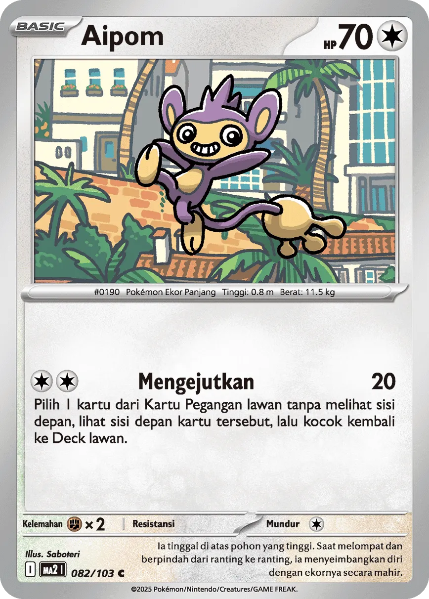 Aipom 082 — Blue Blaze (Indonesian Pokémon TCG card)