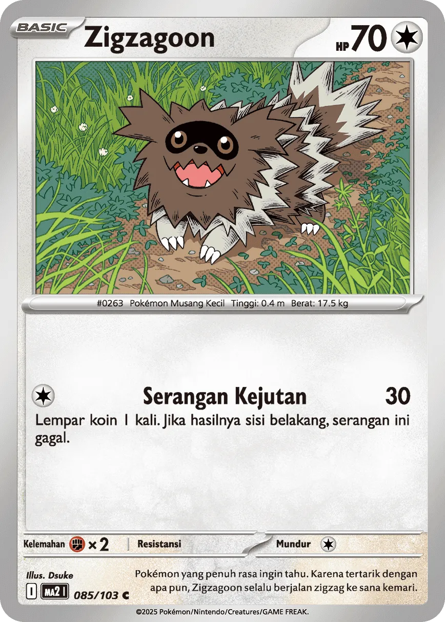Zigzagoon 085 — Blue Blaze (Indonesian Pokémon TCG card)