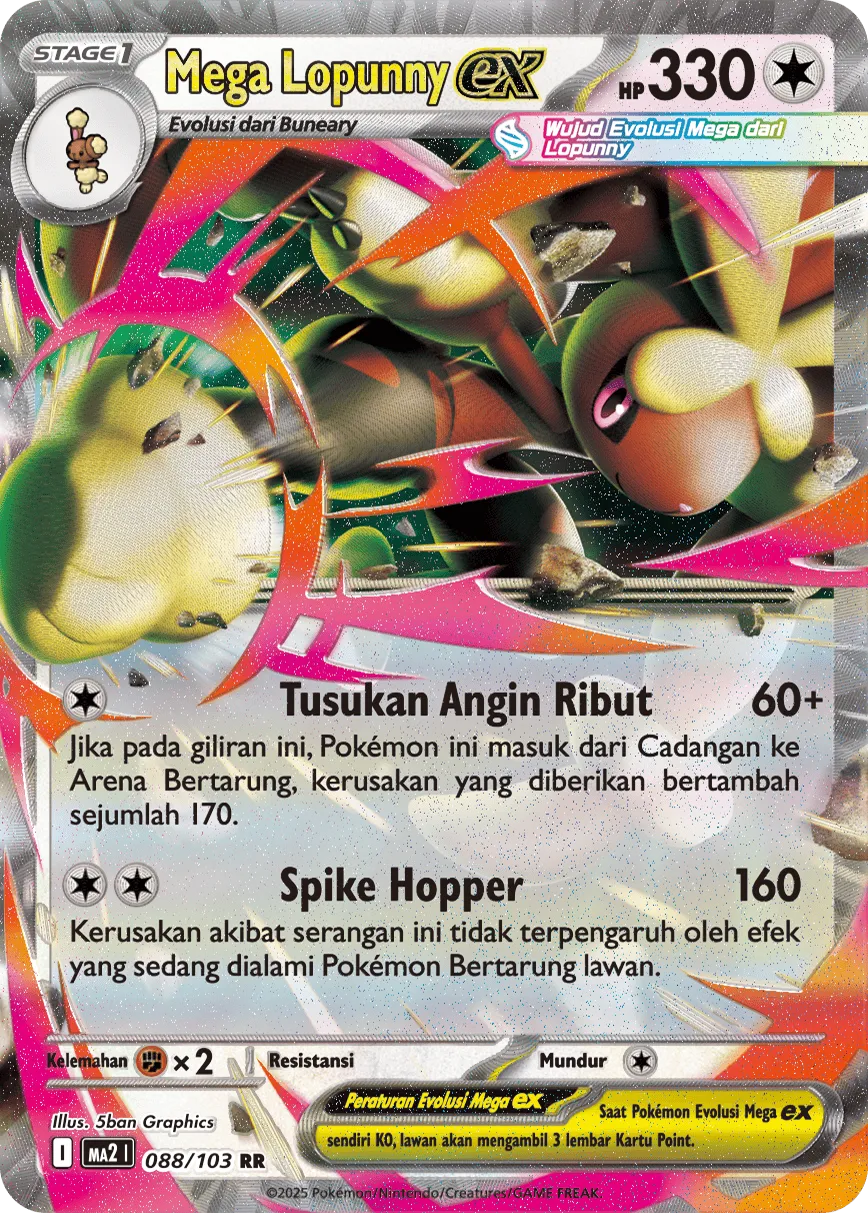 Mega Lopunny ex 088 — Blue Blaze (Indonesian Pokémon TCG card)