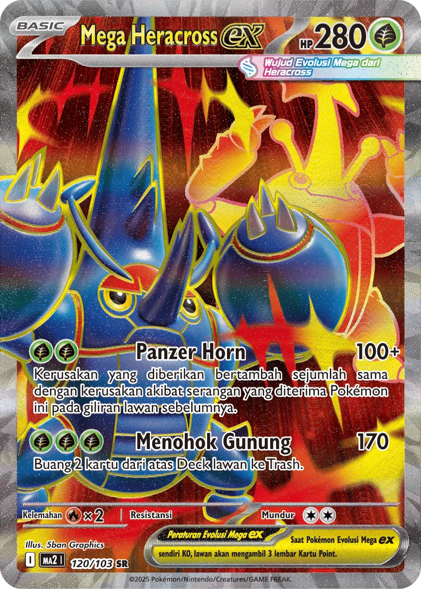 Mega Heracross ex 120 — Blue Blaze (Indonesian Pokémon TCG card)