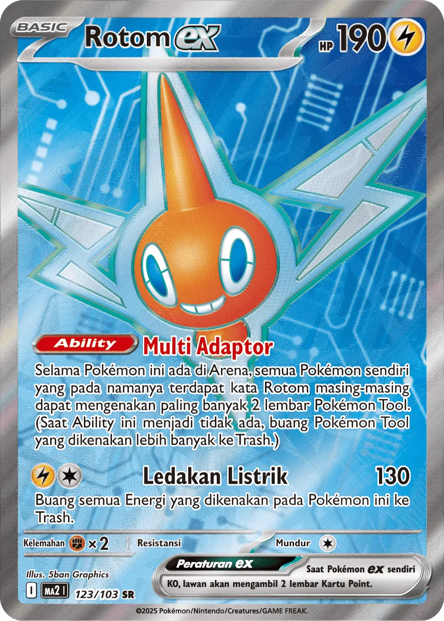 Rotom ex 123 — Blue Blaze (Indonesian Pokémon TCG card)