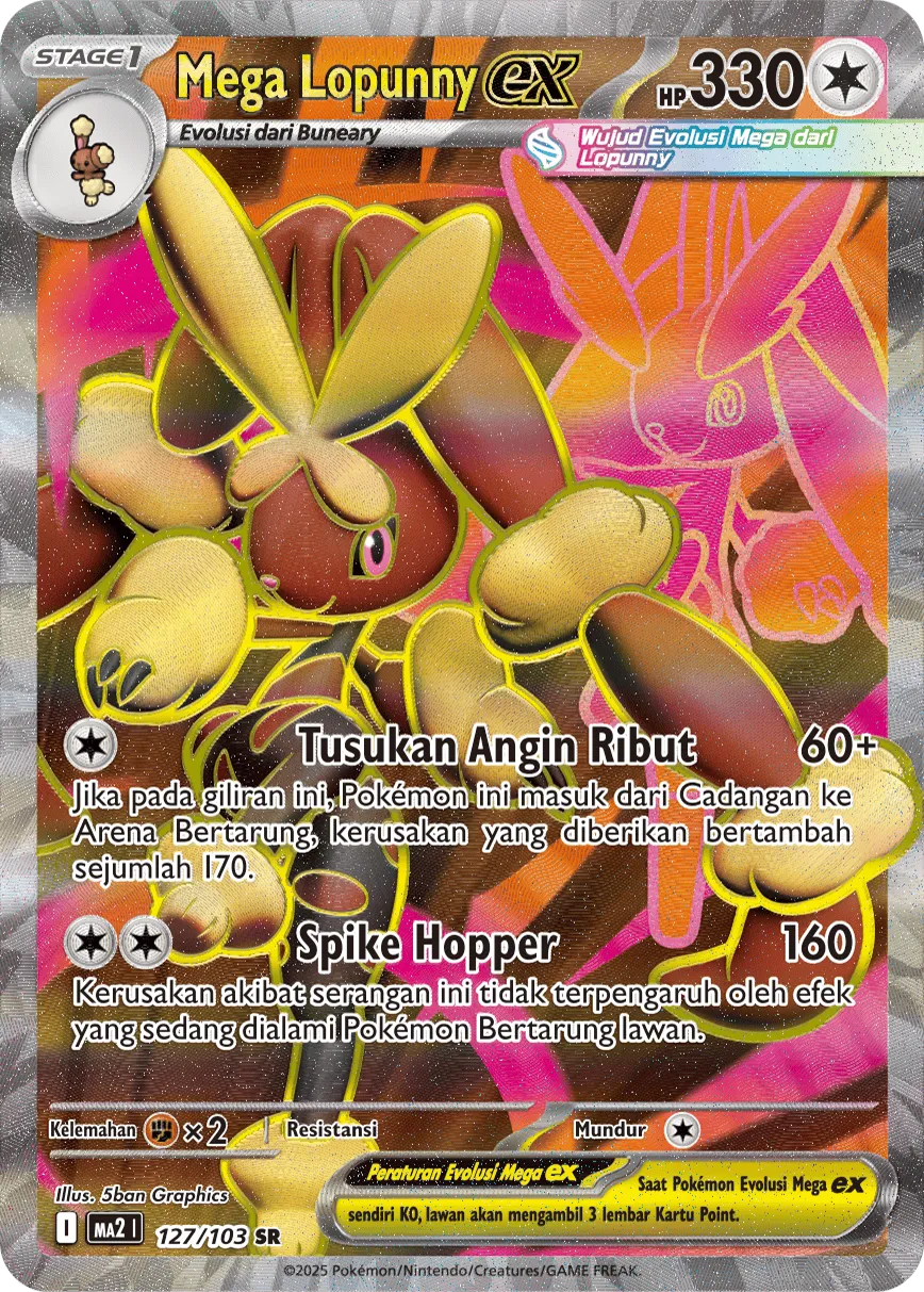 Mega Lopunny ex 127 — Blue Blaze (Indonesian Pokémon TCG card)
