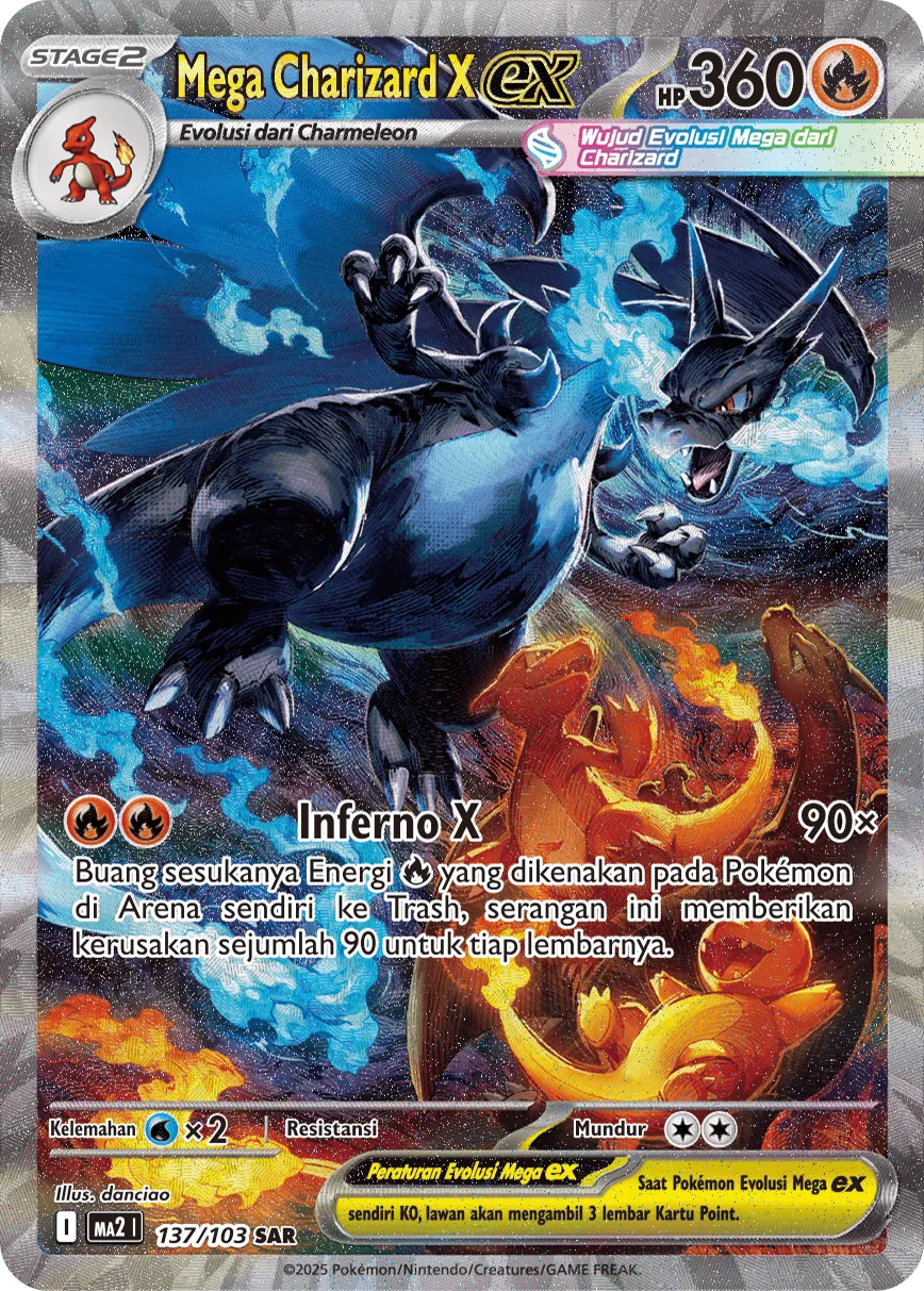 Mega Charizard X ex 137 — Blue Blaze (Indonesian Pokémon TCG card)
