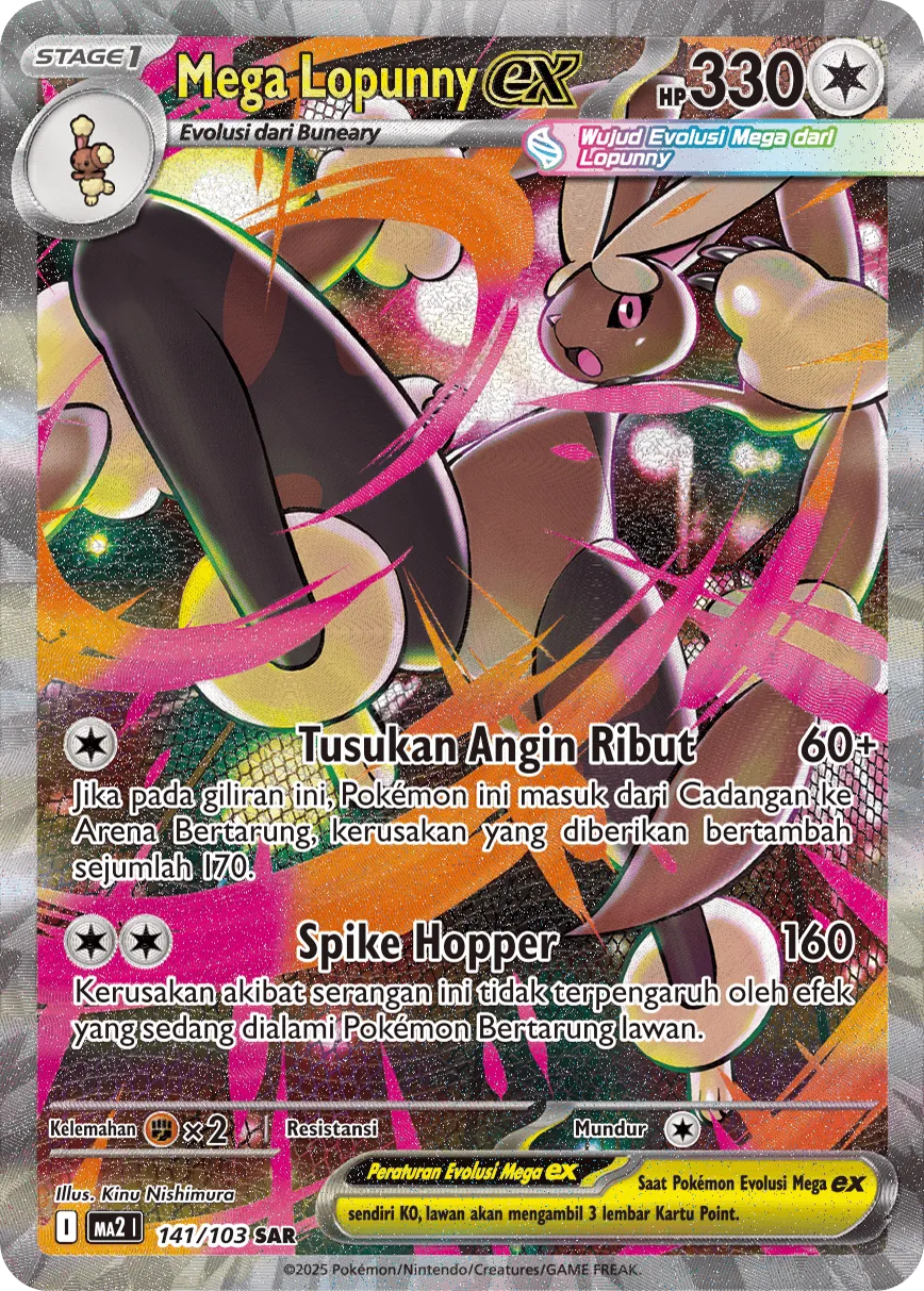Mega Lopunny ex 141 — Blue Blaze (Indonesian Pokémon TCG card)