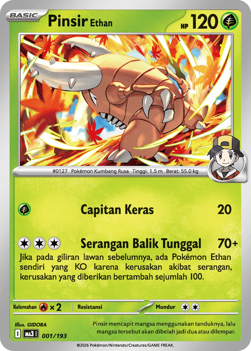 Ethan's Pinsir 001 — MEGA Dream ex (Indonesian Pokémon TCG card)