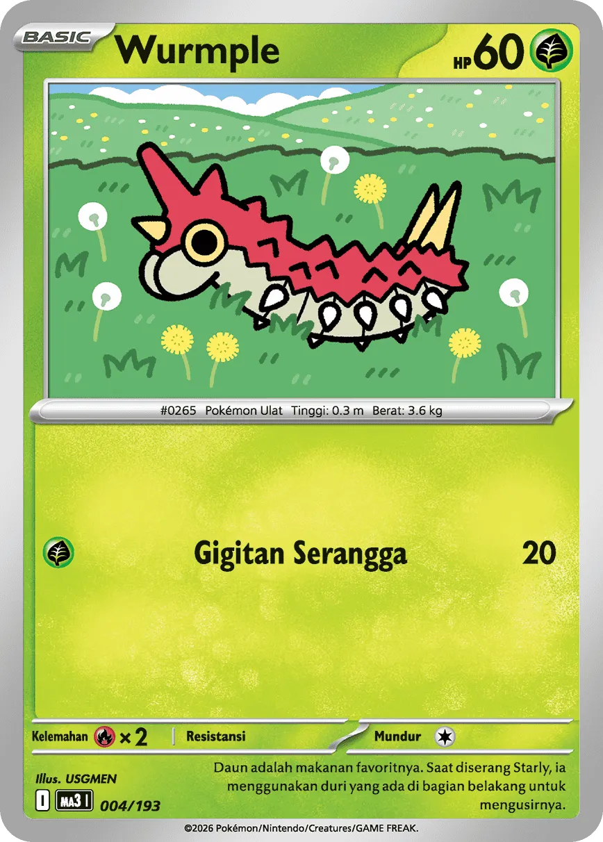 Wurmple 004 — MEGA Dream ex (Indonesian Pokémon TCG card)