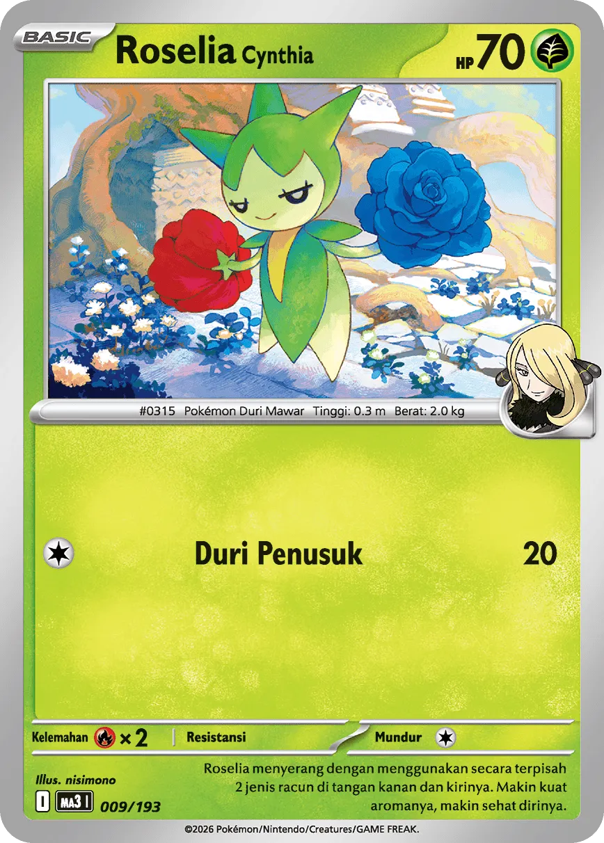 Cynthia's Roselia 009 — MEGA Dream ex (Indonesian Pokémon TCG card)