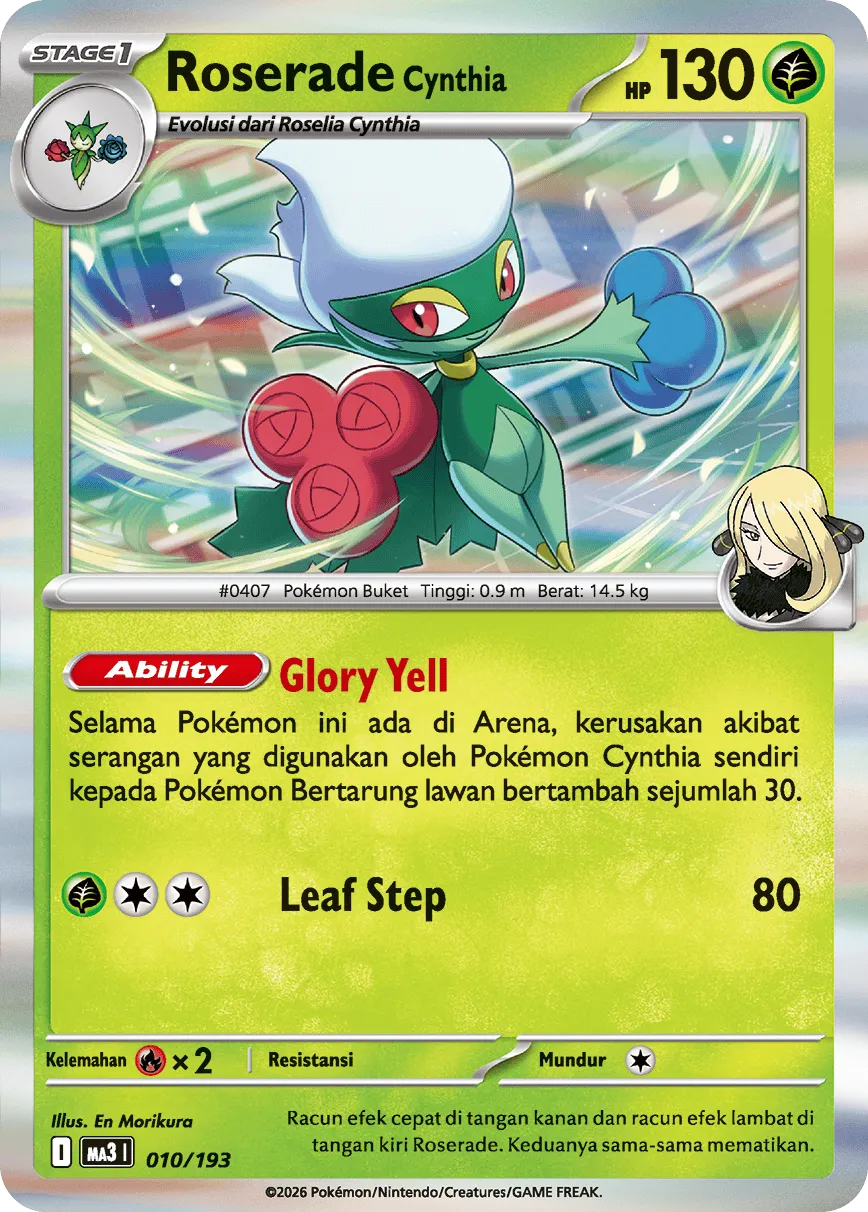 Cynthia's Roserade 010 — MEGA Dream ex (Indonesian Pokémon TCG card)