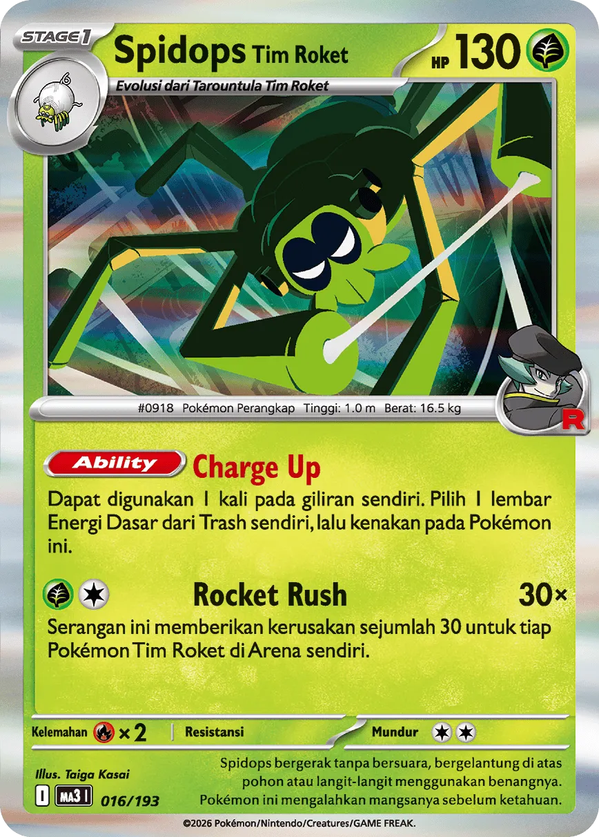 Team Rocket's Spidops 016 — MEGA Dream ex (Indonesian Pokémon TCG card)