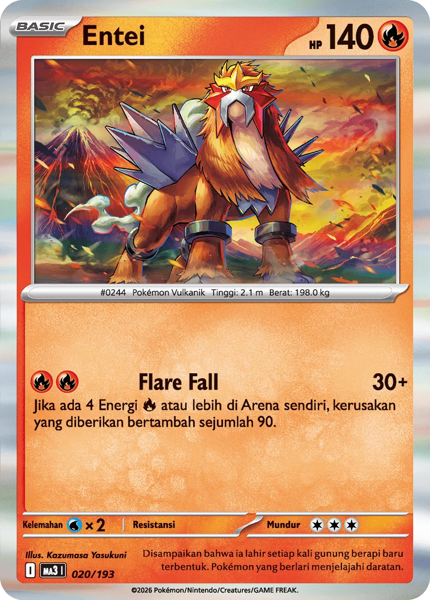 Entei 020 — MEGA Dream ex (Indonesian Pokémon TCG card)