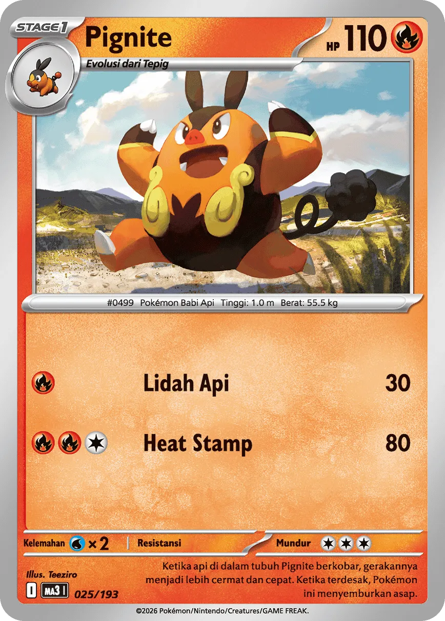 Pignite 025 — MEGA Dream ex (Indonesian Pokémon TCG card)