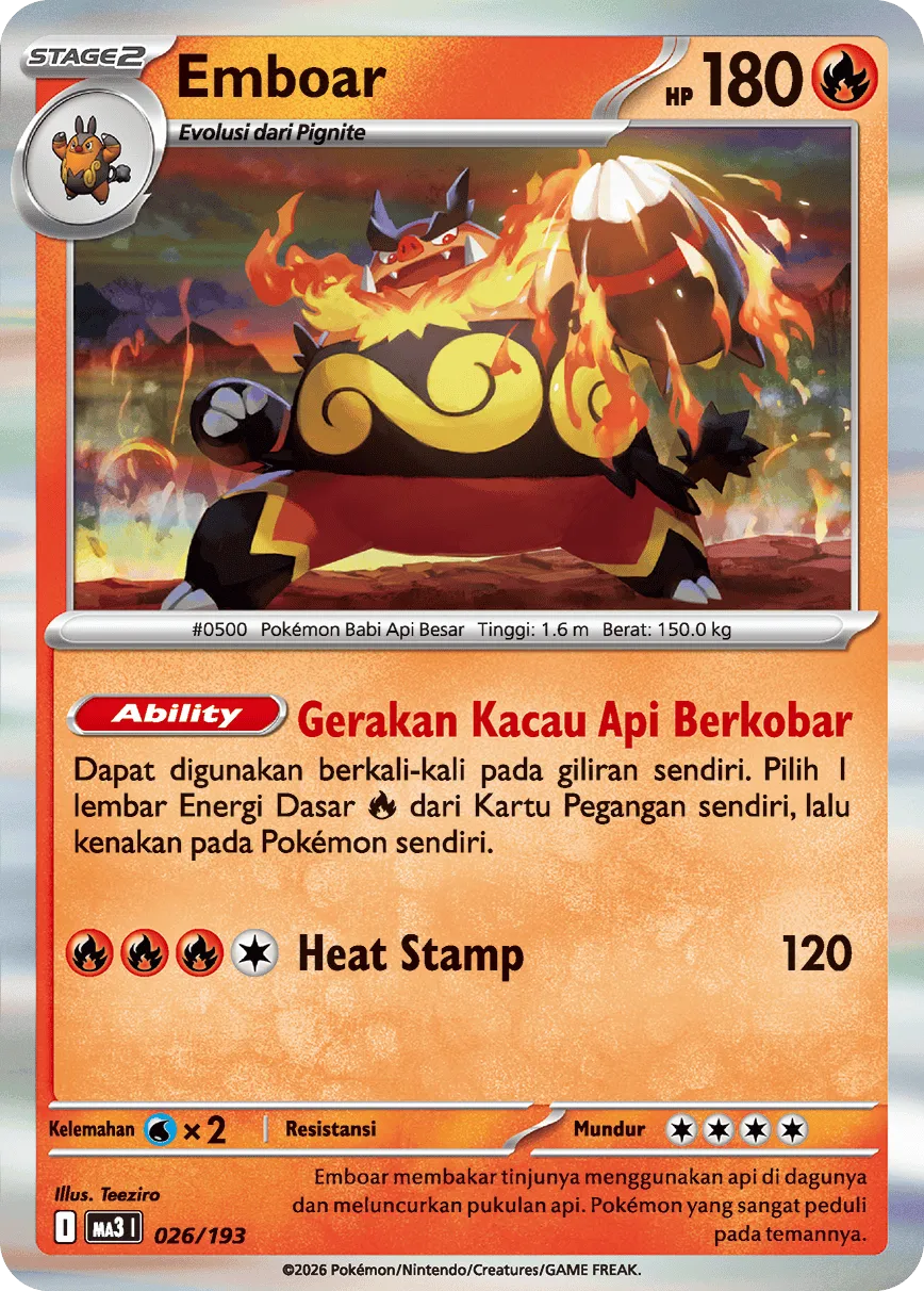 Emboar 026 — MEGA Dream ex (Indonesian Pokémon TCG card)
