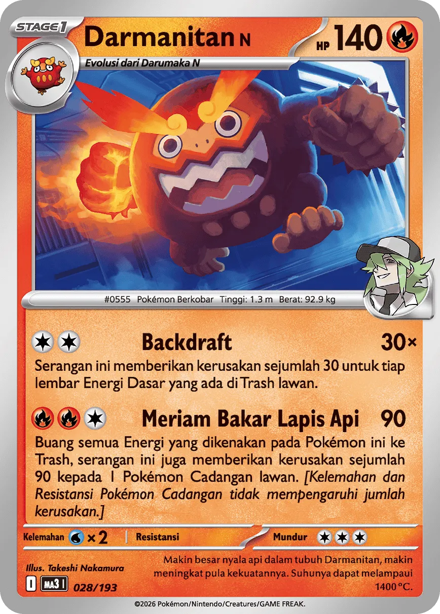 N's Darmanitan 028 — MEGA Dream ex (Indonesian Pokémon TCG card)