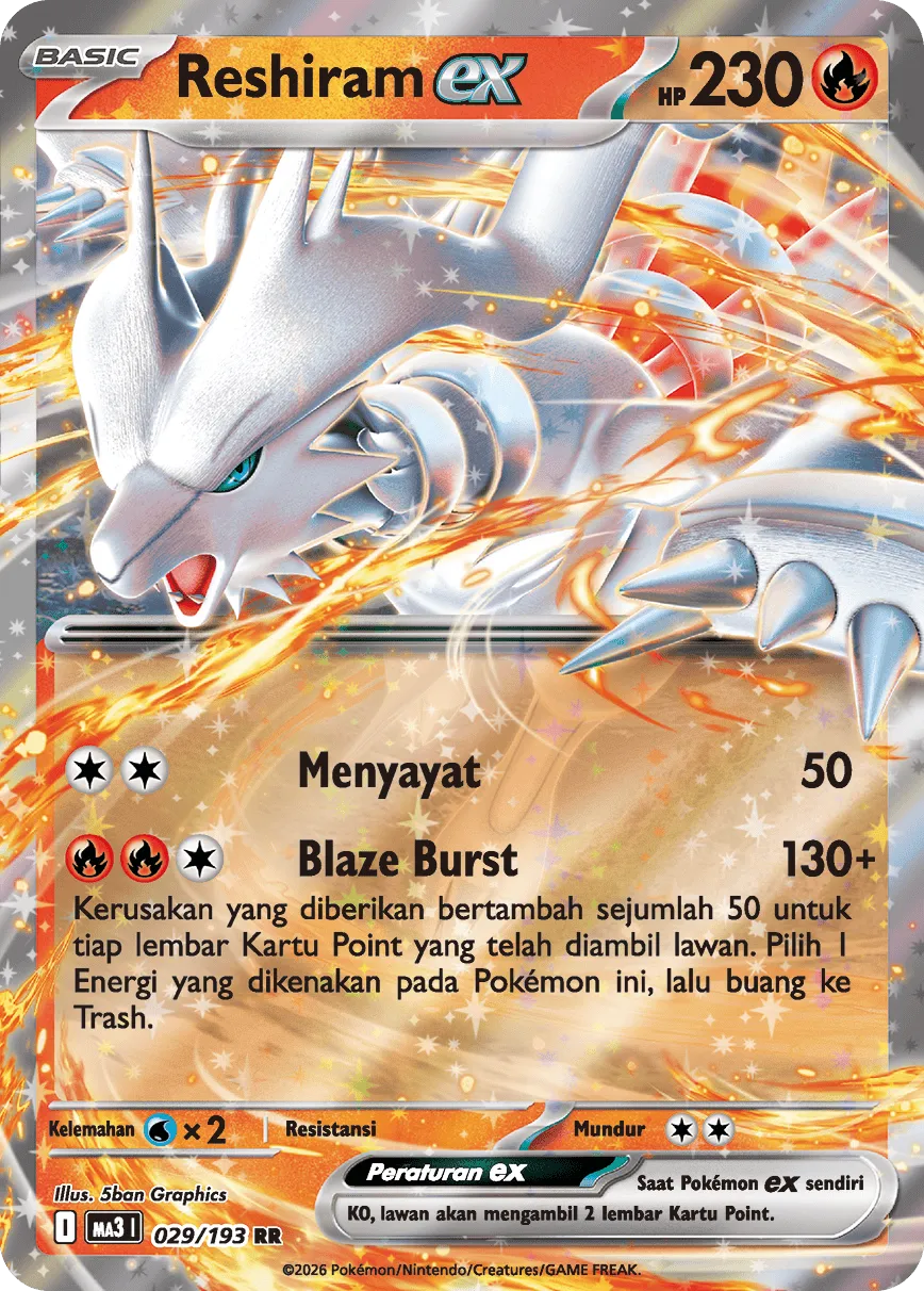 Reshiram ex 029 — MEGA Dream ex (Indonesian Pokémon TCG card)