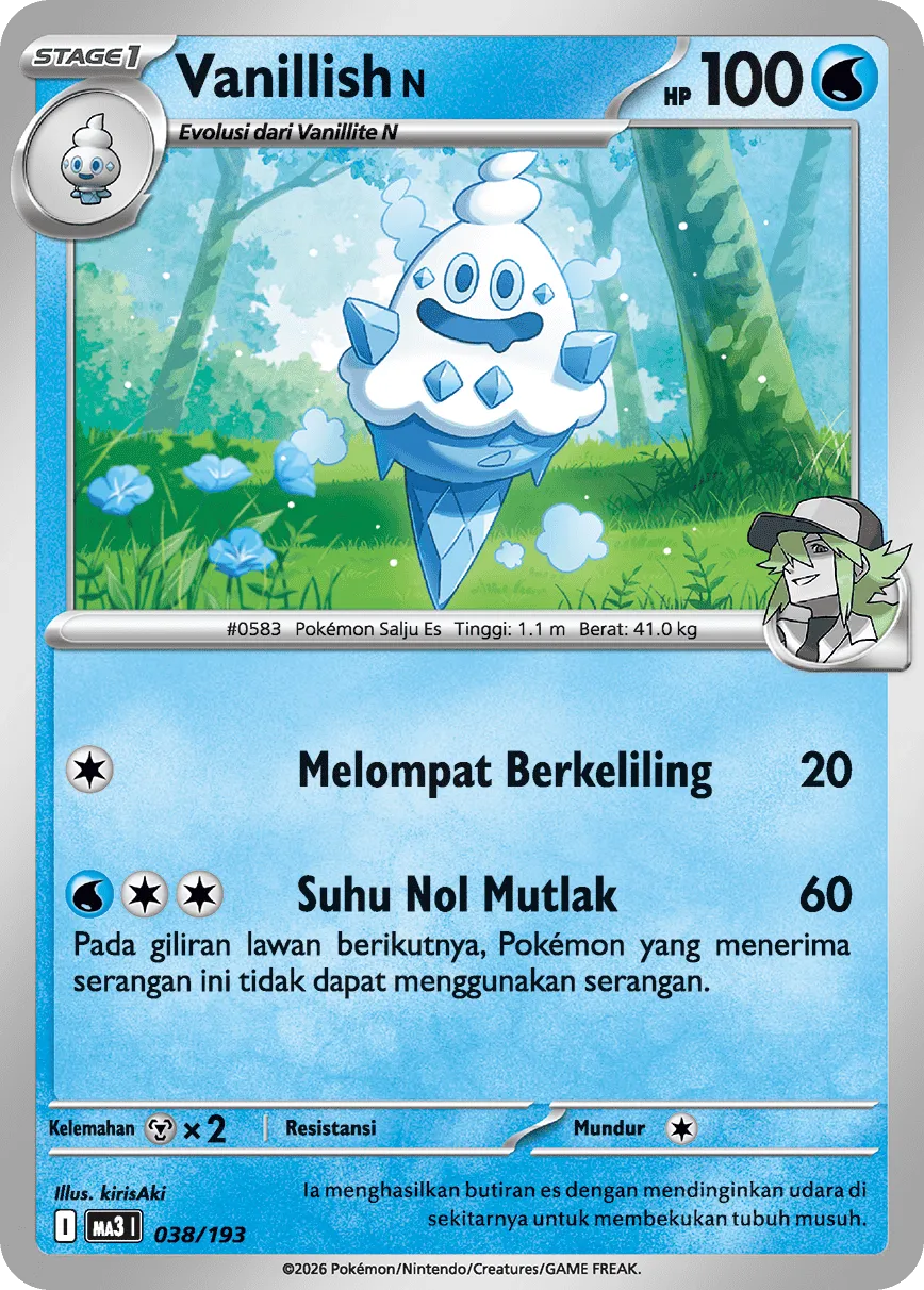 N's Vanillish 038 — MEGA Dream ex (Indonesian Pokémon TCG card)